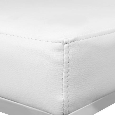 2x Bar Stools Leather Padded Metal White Furniture Kings Warehouse 