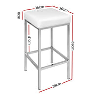 2x Bar Stools Leather Padded Metal White Furniture Kings Warehouse 