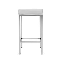 2x Bar Stools Leather Padded Metal White Furniture Kings Warehouse 