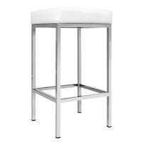 2x Bar Stools Leather Padded Metal White Furniture Kings Warehouse 