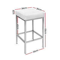 2x Bar Stools Leather Padded Metal White Furniture Kings Warehouse 