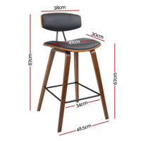 2x Bar Stools Leather Padded w/Backrest Furniture Kings Warehouse 