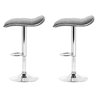 2x Bar Stools Linen Padded Gas Lift Furniture Kings Warehouse 