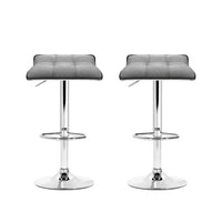 2x Bar Stools Linen Padded Gas Lift Furniture Kings Warehouse 