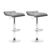 2x Bar Stools Linen Padded Gas Lift Furniture Kings Warehouse 