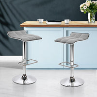 2x Bar Stools Linen Padded Gas Lift Furniture Kings Warehouse 