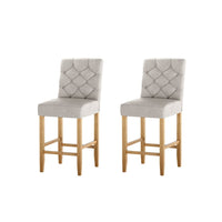 2x Bar Stools Linen Upholstered Chairs Furniture Kings Warehouse 