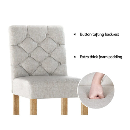2x Bar Stools Linen Upholstered Chairs Furniture Kings Warehouse 