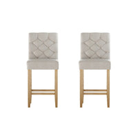 2x Bar Stools Linen Upholstered Chairs Furniture Kings Warehouse 