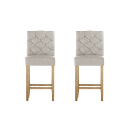 2x Bar Stools Linen Upholstered Chairs Furniture Kings Warehouse 