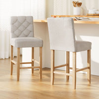 2x Bar Stools Linen Upholstered Chairs Furniture Kings Warehouse 
