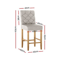 2x Bar Stools Linen Upholstered Chairs Furniture Kings Warehouse 
