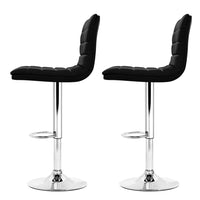 2x Bar Stools Padded Leather Gas Lift Black Furniture Kings Warehouse 