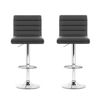 2x Bar Stools Padded Leather Gas Lift Grey Furniture Kings Warehouse 