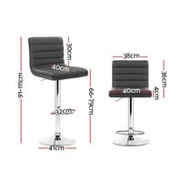 2x Bar Stools Padded Leather Gas Lift Grey Furniture Kings Warehouse 