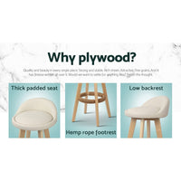 2x Bar Stools Padded Leather Wooden Beige Furniture Kings Warehouse 