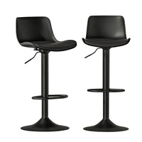 2x Bar Stools Padded Seat Gas Lift Black Furniture Kings Warehouse 