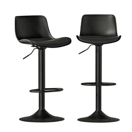 2x Bar Stools Padded Seat Gas Lift Black Furniture Kings Warehouse 
