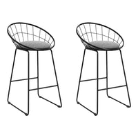 2x Bar Stools Padded Seat Metal