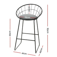 2x Bar Stools Padded Seat Metal Furniture Kings Warehouse 