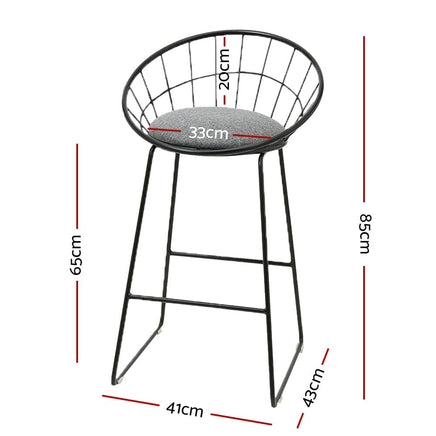 2x Bar Stools Padded Seat Metal Furniture Kings Warehouse 