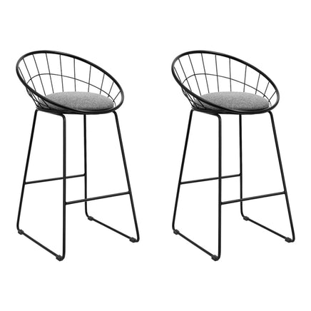 2x Bar Stools Padded Seat Metal Furniture Kings Warehouse 