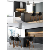 2x Bar Stools PU Seat Wooden Furniture Kings Warehouse 