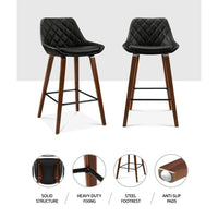 2x Bar Stools PU Seat Wooden Furniture Kings Warehouse 