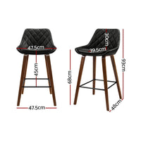 2x Bar Stools PU Seat Wooden Furniture Kings Warehouse 