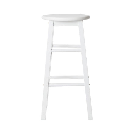 2x Bar Stools Round Chairs Wooden White Furniture Kings Warehouse 