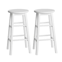 2x Bar Stools Round Chairs Wooden White Furniture Kings Warehouse 