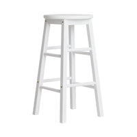 2x Bar Stools Round Chairs Wooden White Furniture Kings Warehouse 