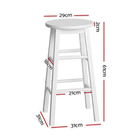 2x Bar Stools Round Chairs Wooden White Furniture Kings Warehouse 