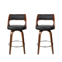 2x Bar Stools Swivel Leather Chair 65cm Furniture Kings Warehouse 