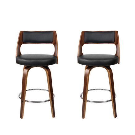 2x Bar Stools Swivel Leather Chair 65cm Furniture Kings Warehouse 