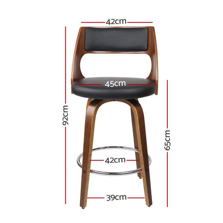 2x Bar Stools Swivel Leather Chair 65cm Furniture Kings Warehouse 