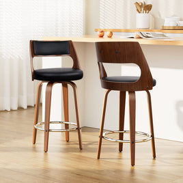 2x Bar Stools Swivel Leather Chair 65cm Furniture Kings Warehouse 