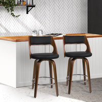 2x Bar Stools Swivel Leather Chair 76cm Furniture Kings Warehouse 