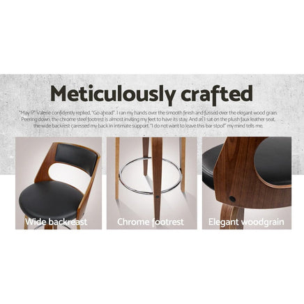 2x Bar Stools Swivel Leather Chair 76cm Furniture Kings Warehouse 