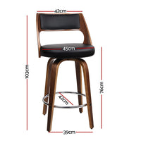 2x Bar Stools Swivel Leather Chair 76cm Furniture Kings Warehouse 