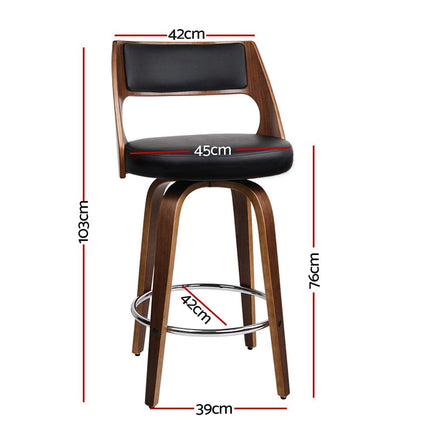 2x Bar Stools Swivel Leather Chair 76cm Furniture Kings Warehouse 