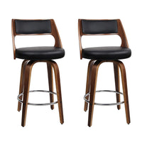 2x Bar Stools Swivel Leather Chair 76cm Furniture Kings Warehouse 