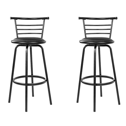 2x Bar Stools Swivel Leather Padded Metal Furniture Kings Warehouse 