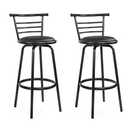 2x Bar Stools Swivel Leather Padded Metal Furniture Kings Warehouse