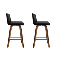 2x Bar Stools Swivel Leather Padded Wooden Furniture Kings Warehouse 