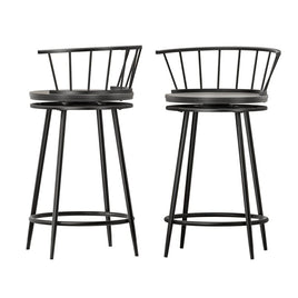 2x Bar Stools Swivel Metal Chairs Furniture Kings Warehouse 