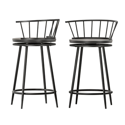 2x Bar Stools Swivel Metal Chairs Furniture Kings Warehouse 