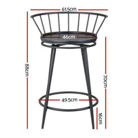 2x Bar Stools Swivel Metal Chairs Furniture Kings Warehouse 