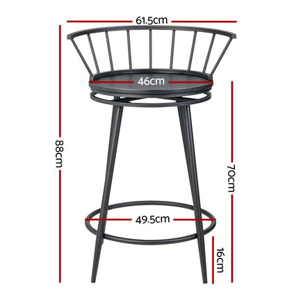 2x Bar Stools Swivel Metal Chairs Furniture Kings Warehouse 