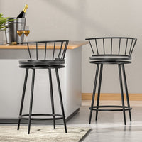 2x Bar Stools Swivel Metal Chairs Furniture Kings Warehouse 